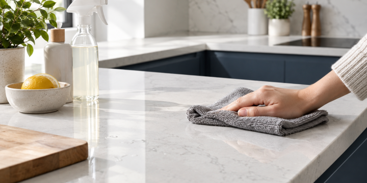wiping-a-bright-quartz-countertop